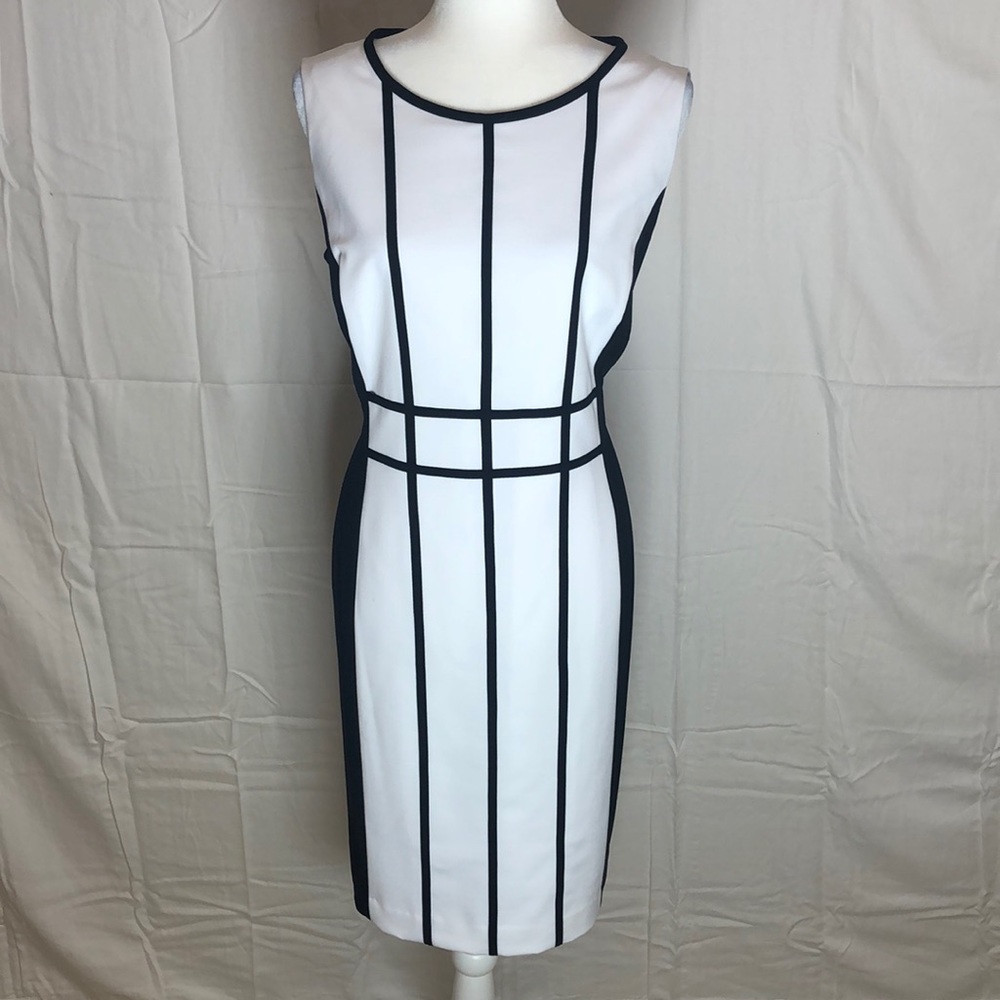 Geometric Calvin Klein slimming sheath dress